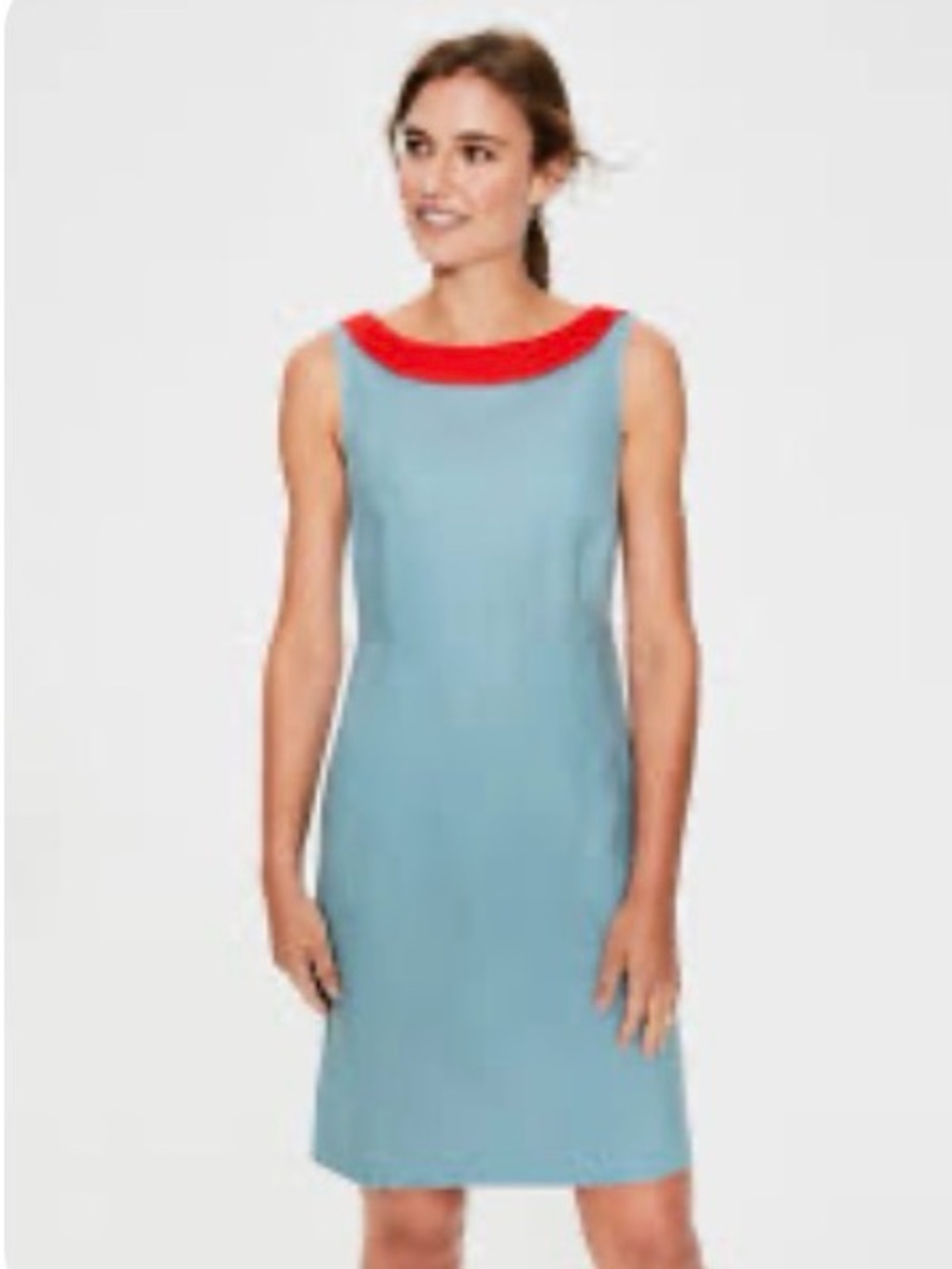 Boden Blue Dress with Red Collar